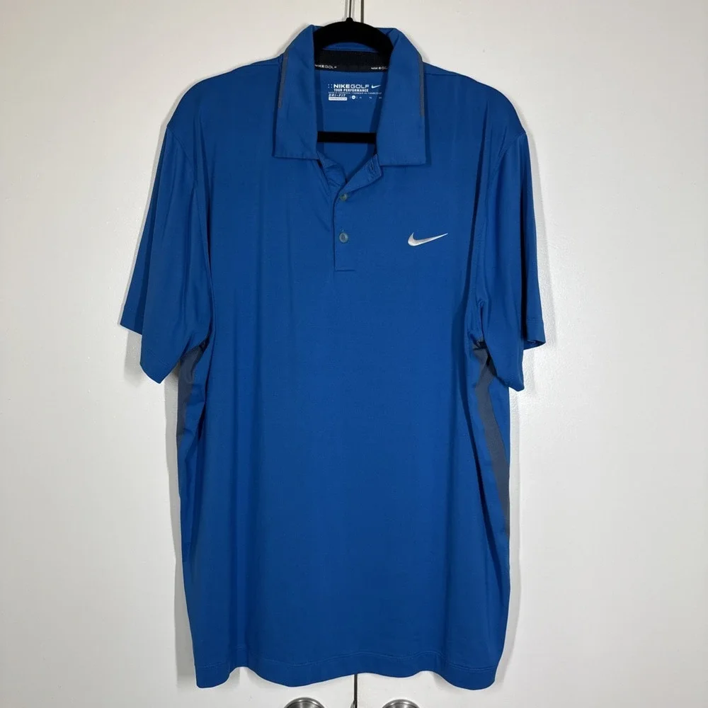 Nike Golf Dri-FIT Men's Cobalt Blue Polo Shirt Size XL Short Sleeve Performance